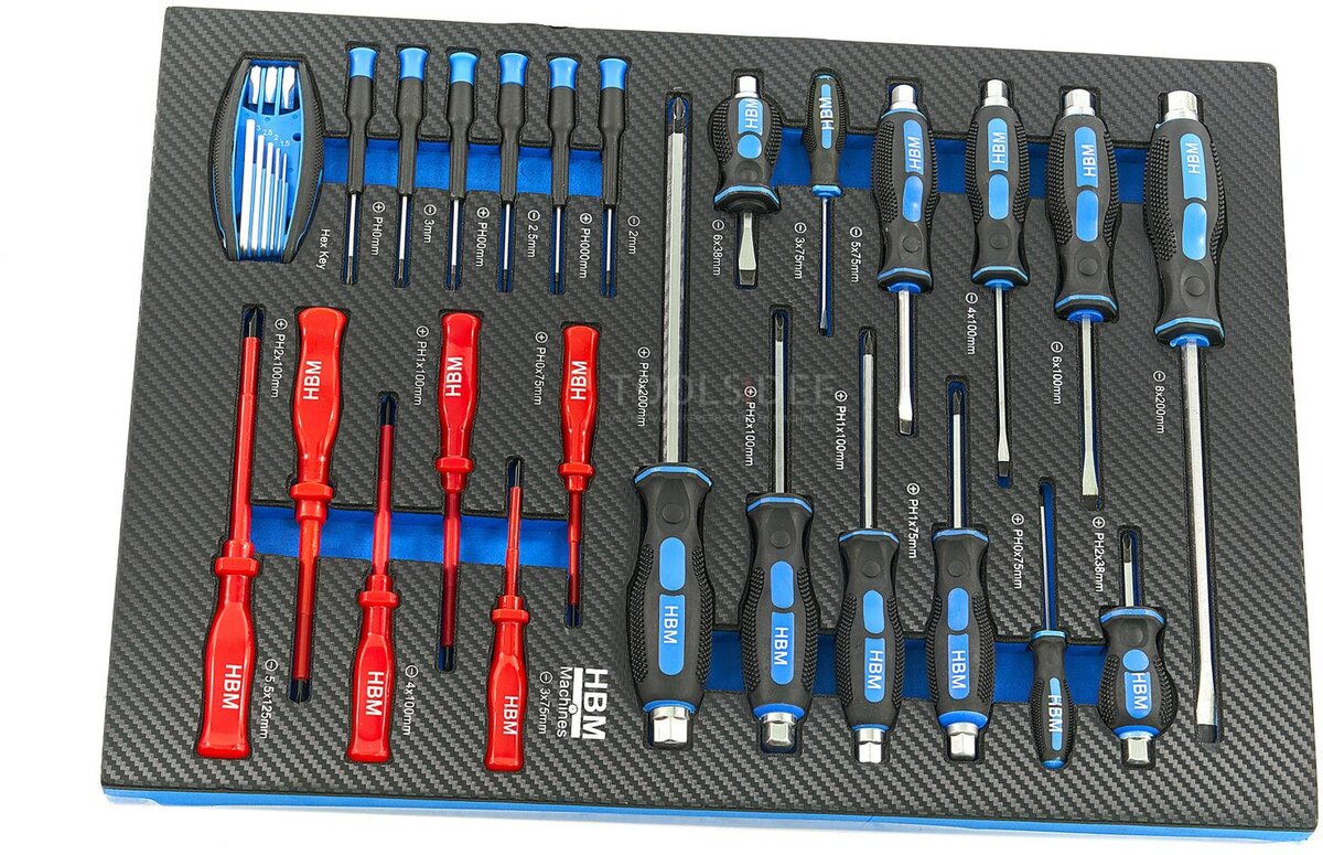 HBM 154 Piece Premium Tool Refill for Tool Trolley - BLÅ