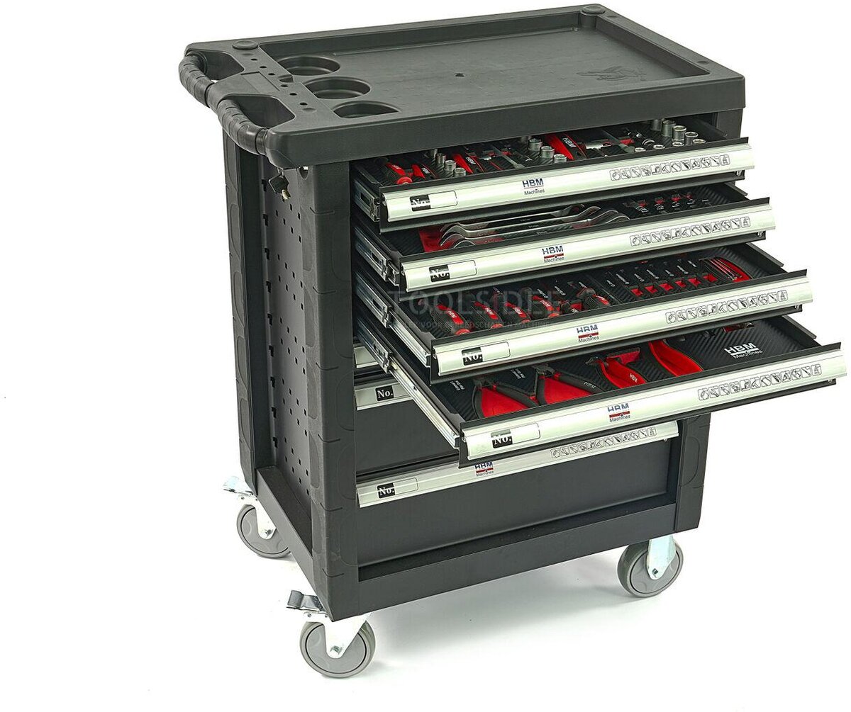 HBM 154 Piece Premium Filled Tool Trolley - SVART