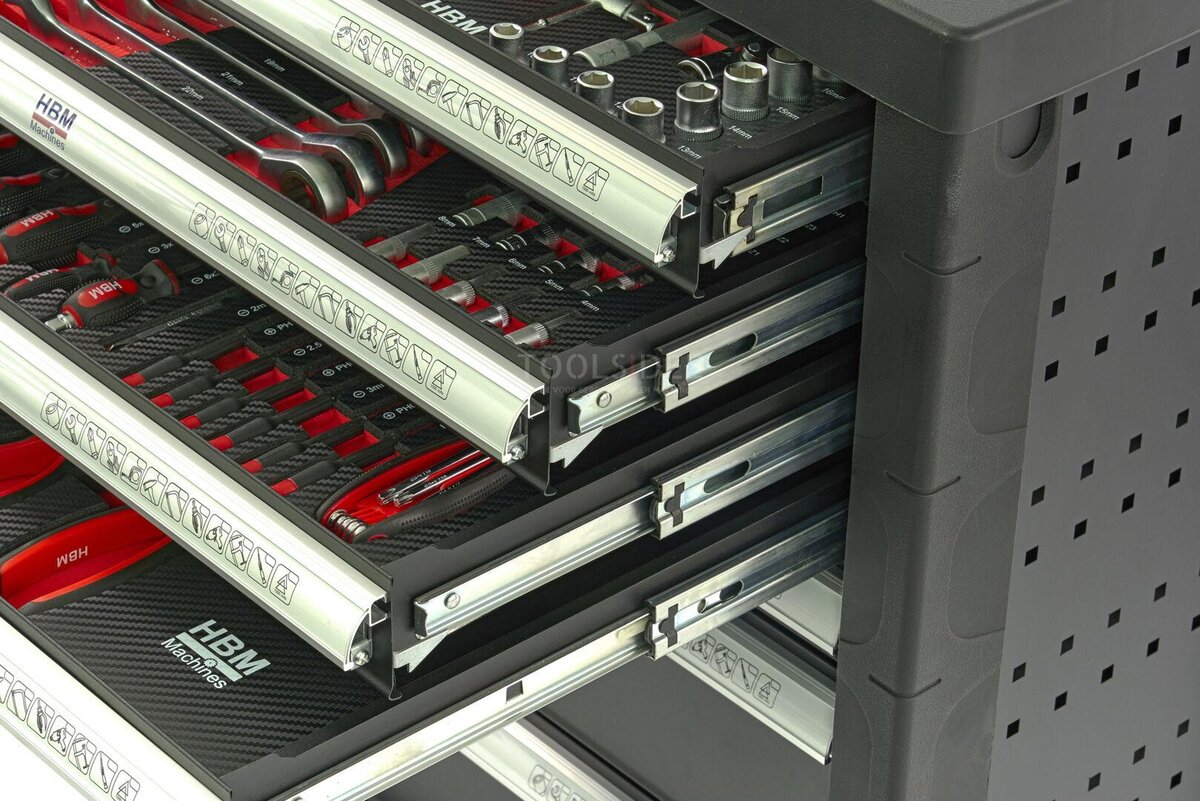 HBM 154 Piece Premium Filled Tool Trolley - SVART