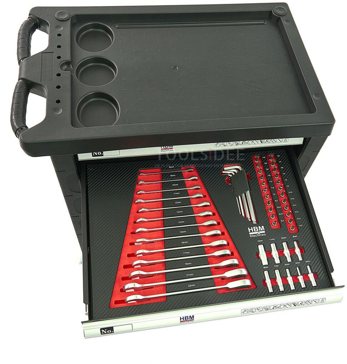 HBM 154 Piece Premium Filled Tool Trolley - SVART