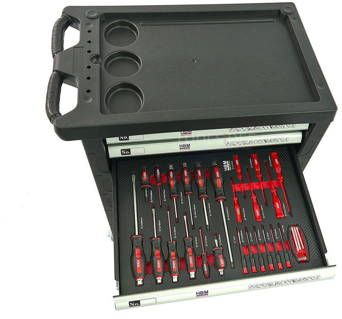 HBM 154 Piece Premium Filled Tool Trolley - SVART