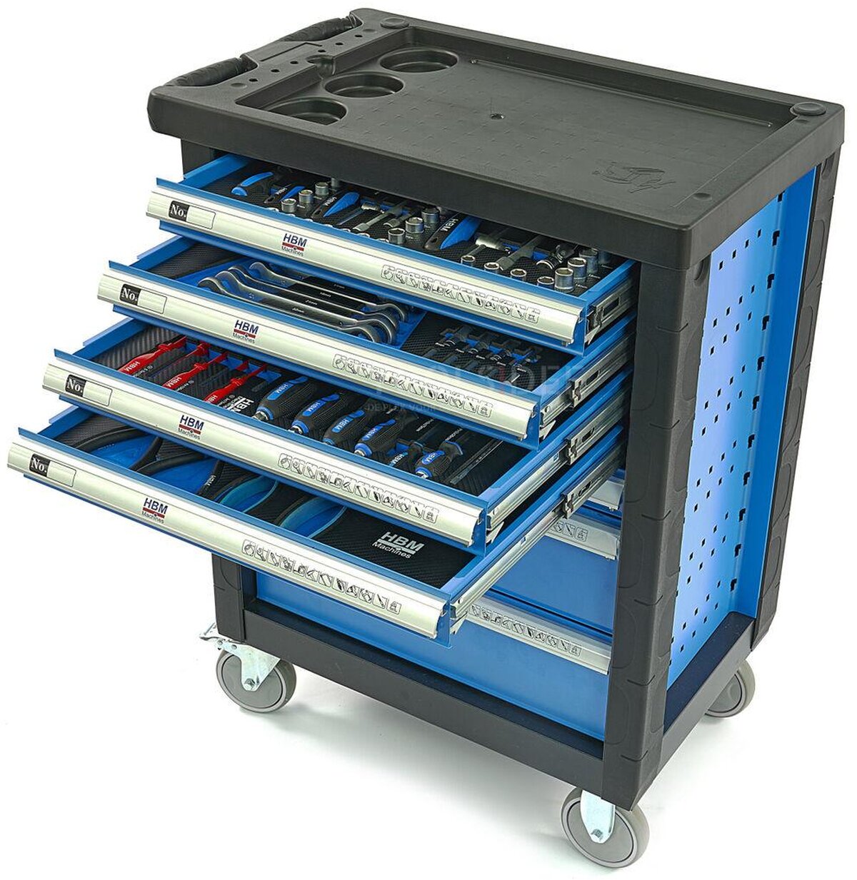 HBM 154 Piece Premium Filled Tool Trolley - BLÅ