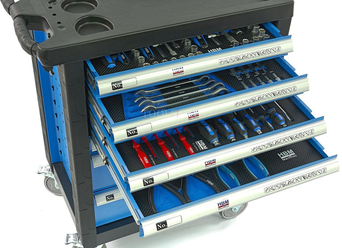 HBM 154 Piece Premium Filled Tool Trolley - BLÅ