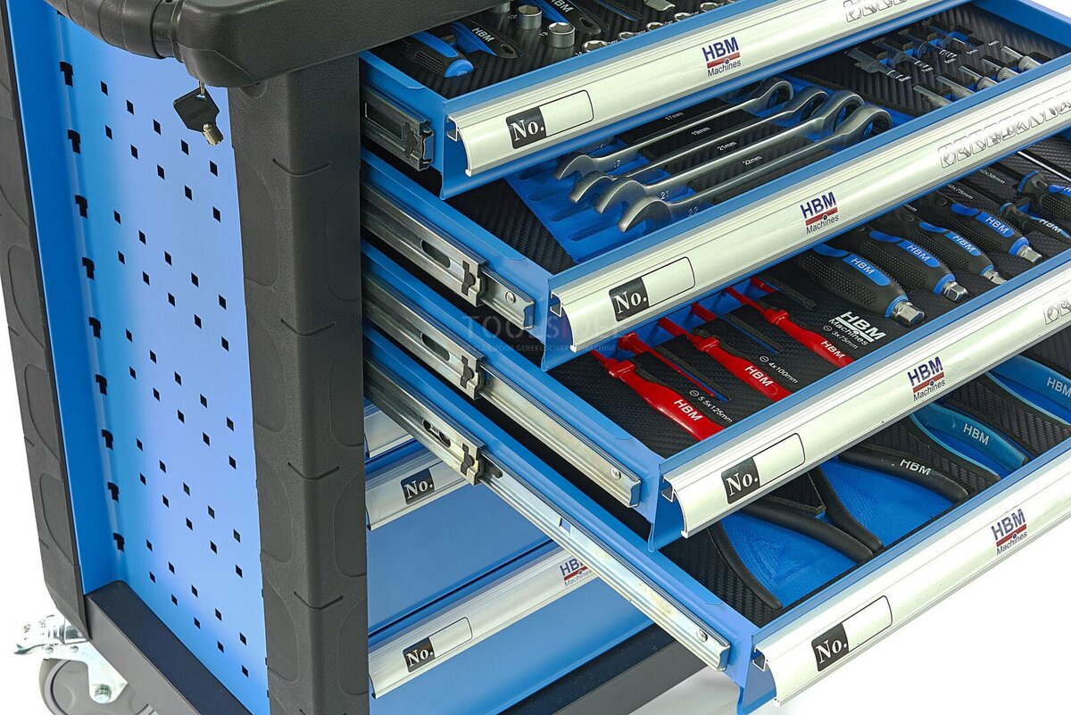 HBM 154 Piece Premium Filled Tool Trolley - BLÅ