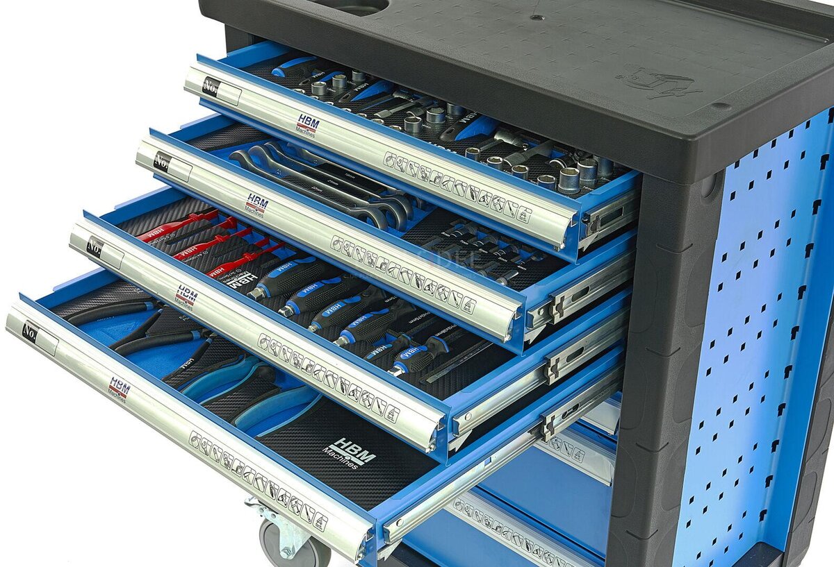 HBM 154 Piece Premium Filled Tool Trolley - BLÅ