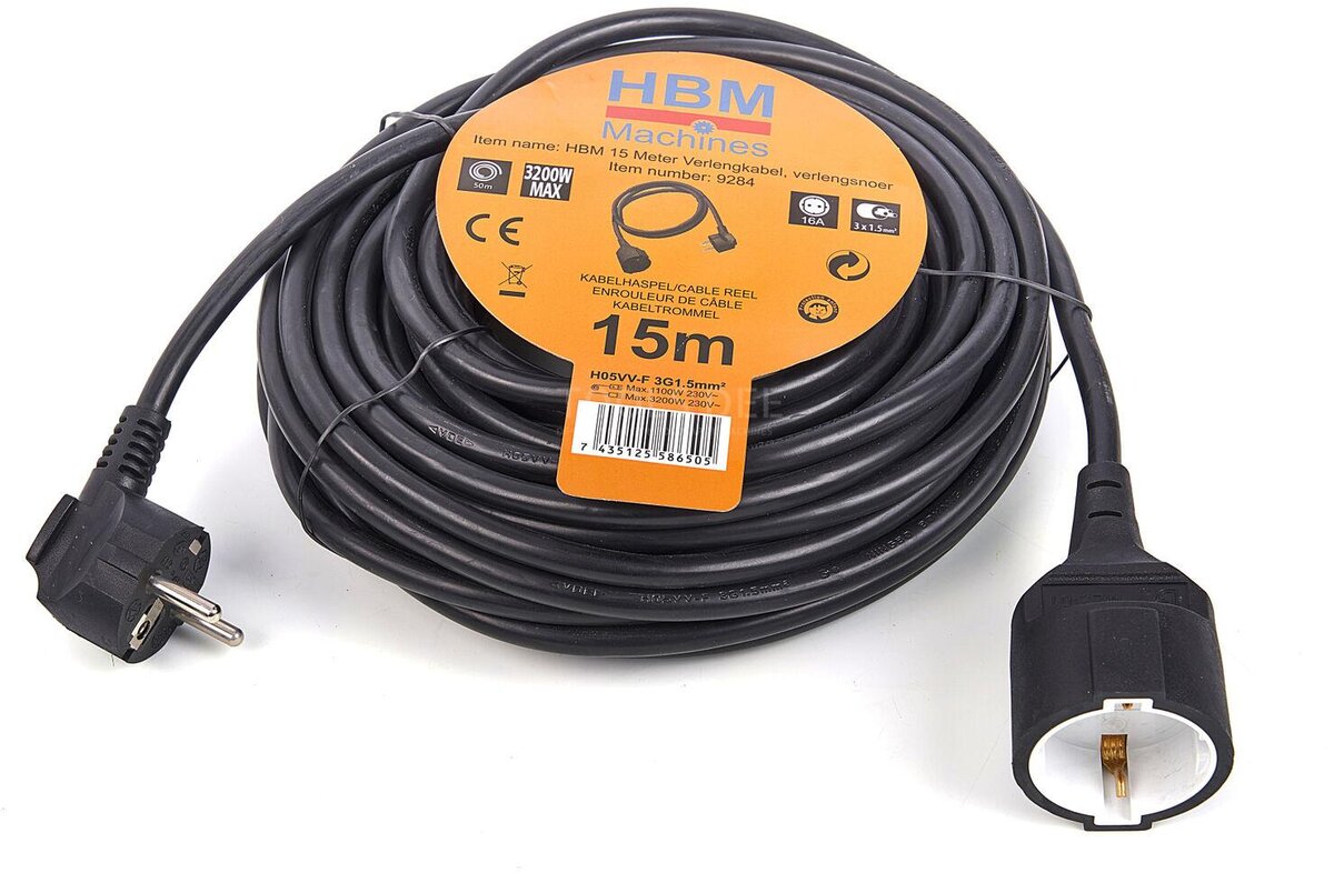 HBM 15 Meter Verlengkabel, verlengsnoer