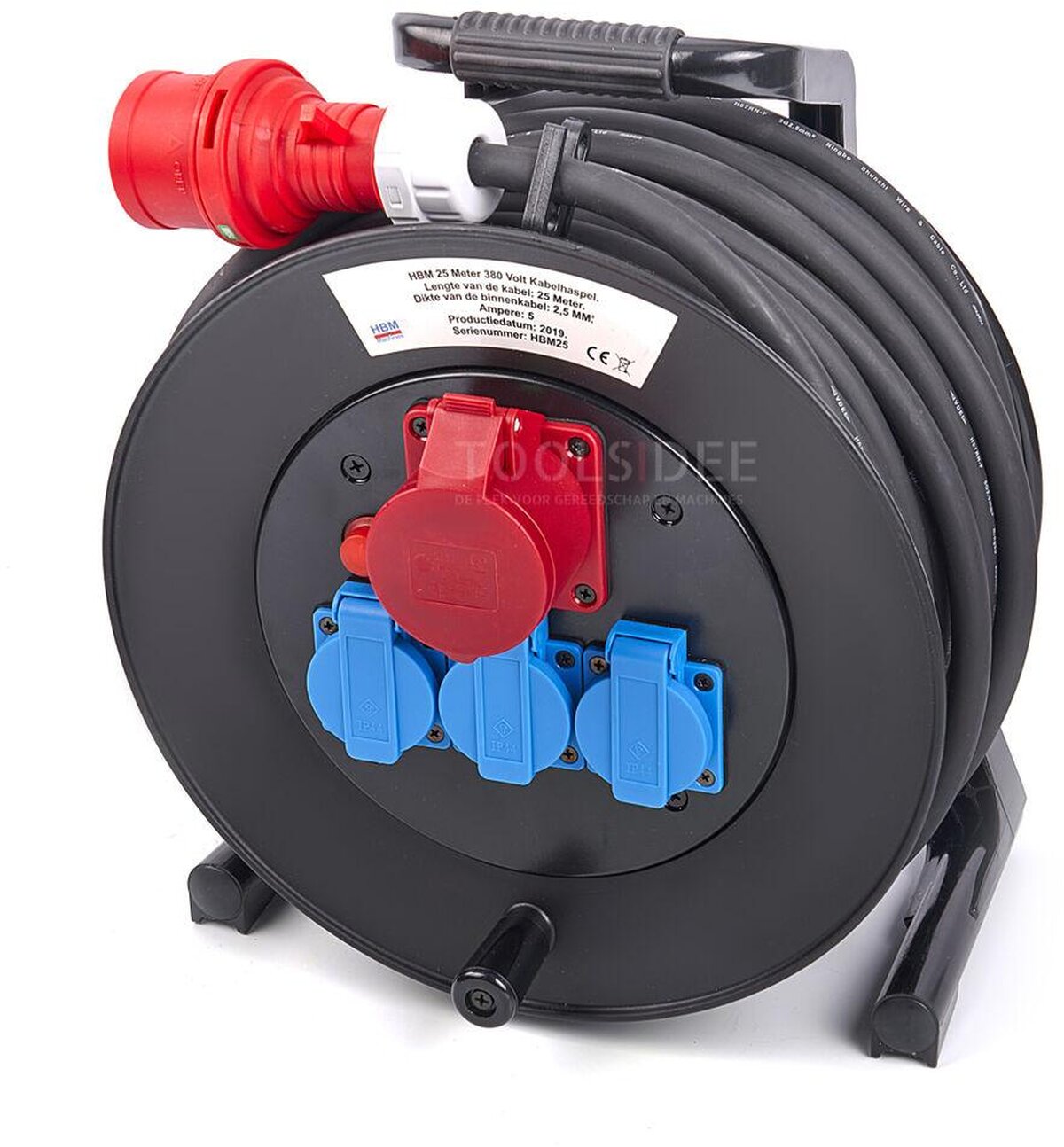 HBM Professionele 25 Meter 230 en 380 Volt Kabelhaspel, Stoomhaspel 3 x 2,5 mm