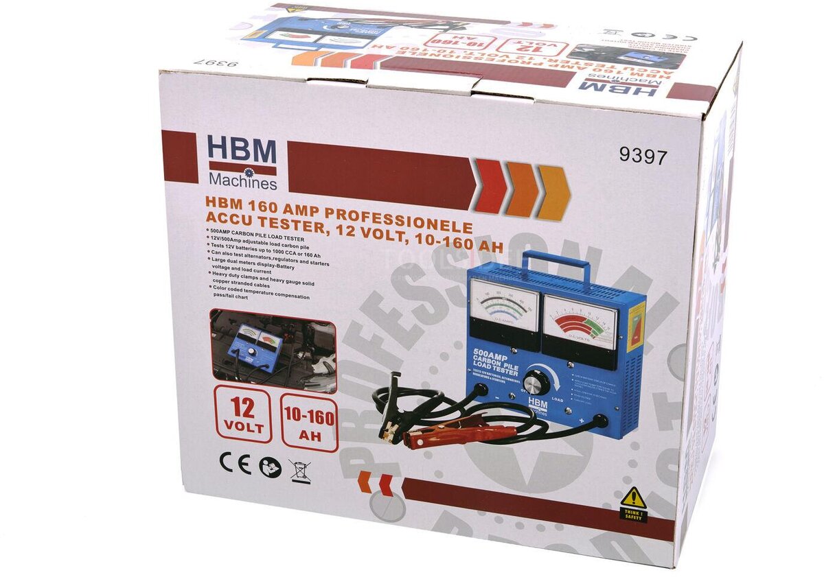Tester per batterie professionale HBM 160 ampere, 12 volt, 10-160ah
