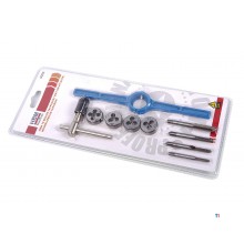 HBM 10-piece tap set with cutting plates, tapping iron and tap handle