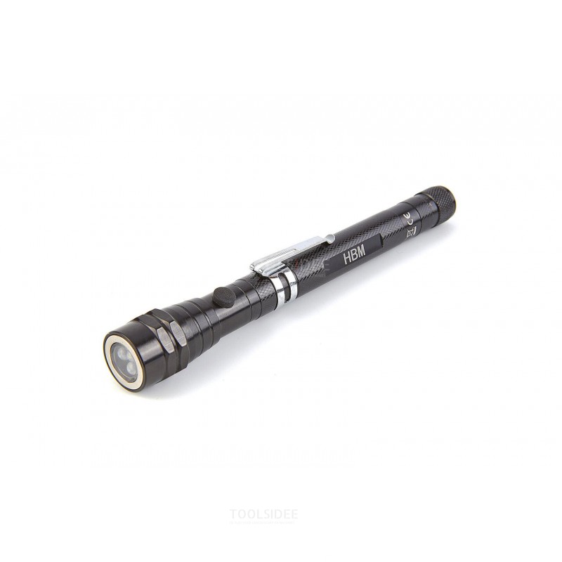 HBM telescopic LED flashlight with magnet pick up