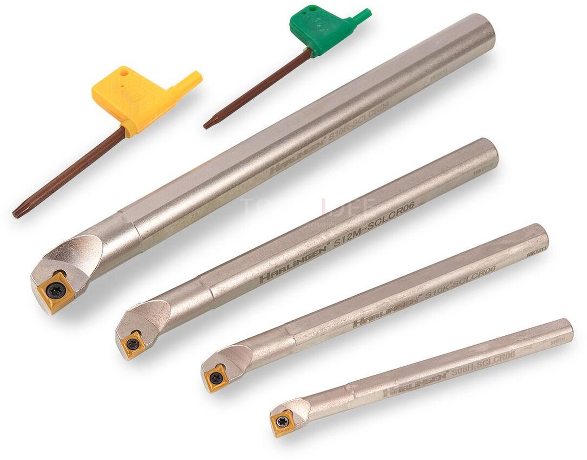 Harlingen Professional 4-delt internt dreiebenkverktøysett med HM-innlegg