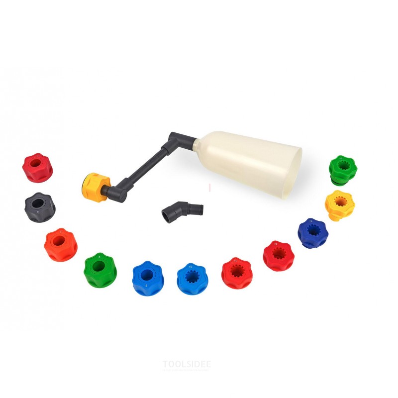 HBM 15-piece oil funnel set with 12 adapters