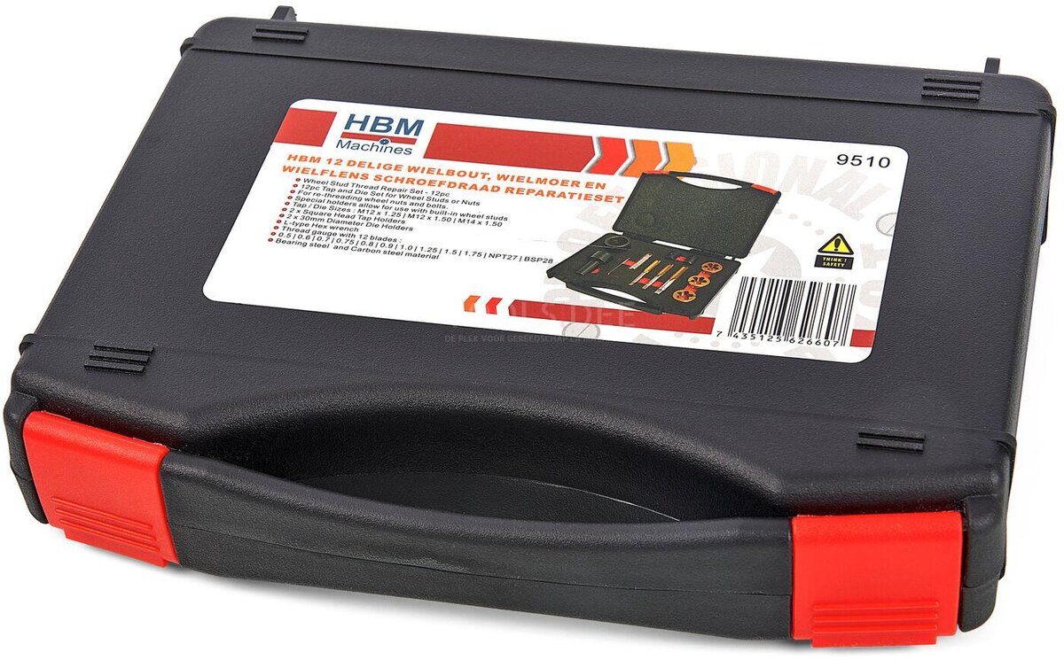 HBM 12-delt hjulbolt, hjulmutter og hjulflens gjenget reparasjonssett