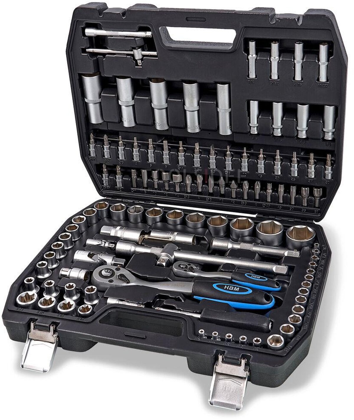 HBM 108-osainen ammattimainen pistorasiasarja TUUMAA koot