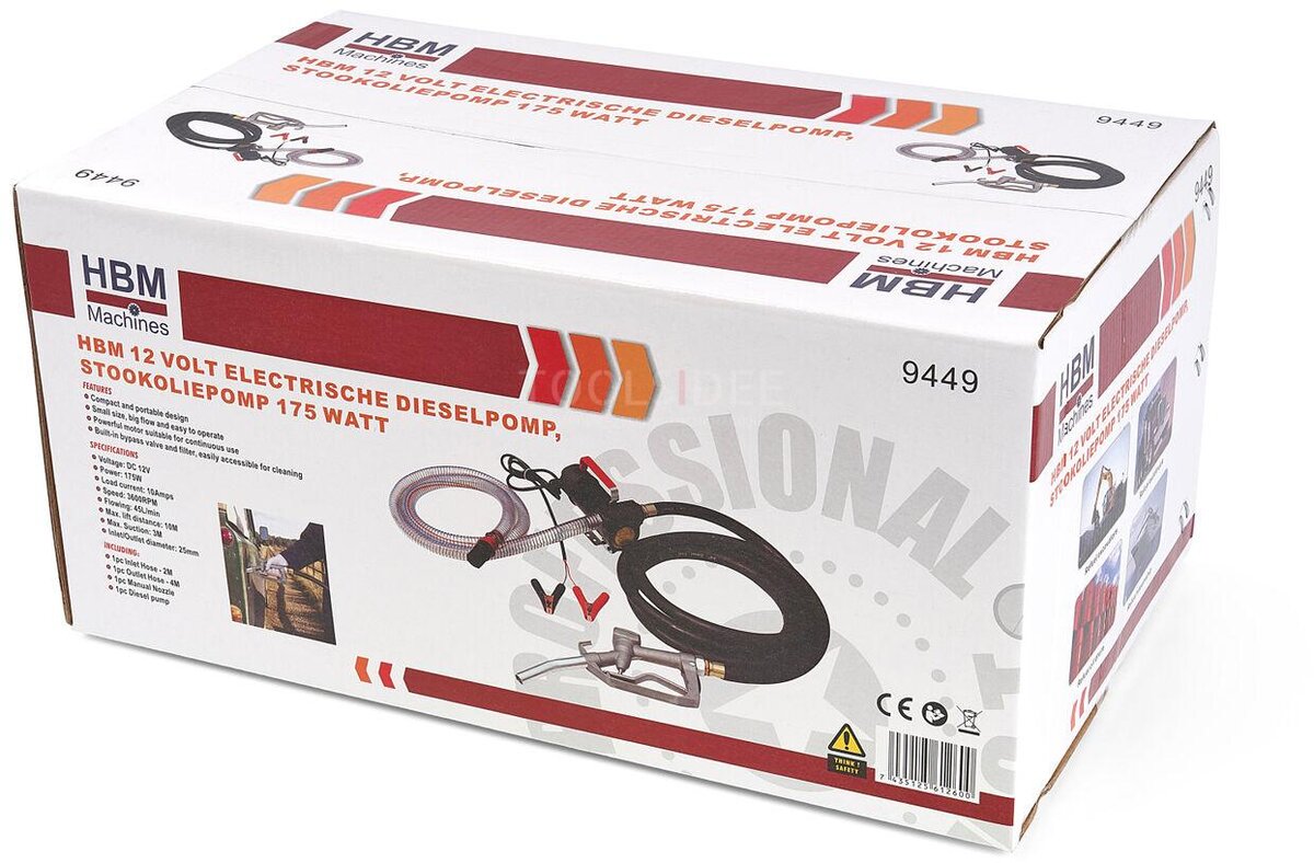 HBM 12 Volt elektrisk dieselpumpe, fyringsoljepumpe 175 watt