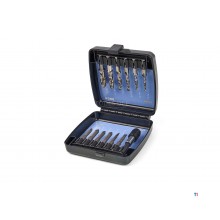 HBM 14-piece combination tap drill and bit set with bit holder