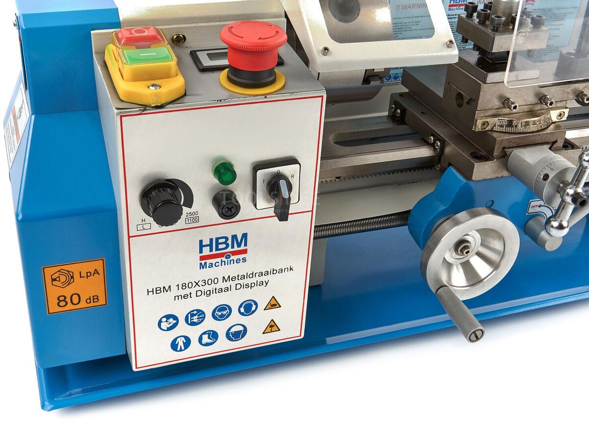HBM 180 x 300 metall dreiebenk med digital skjerm