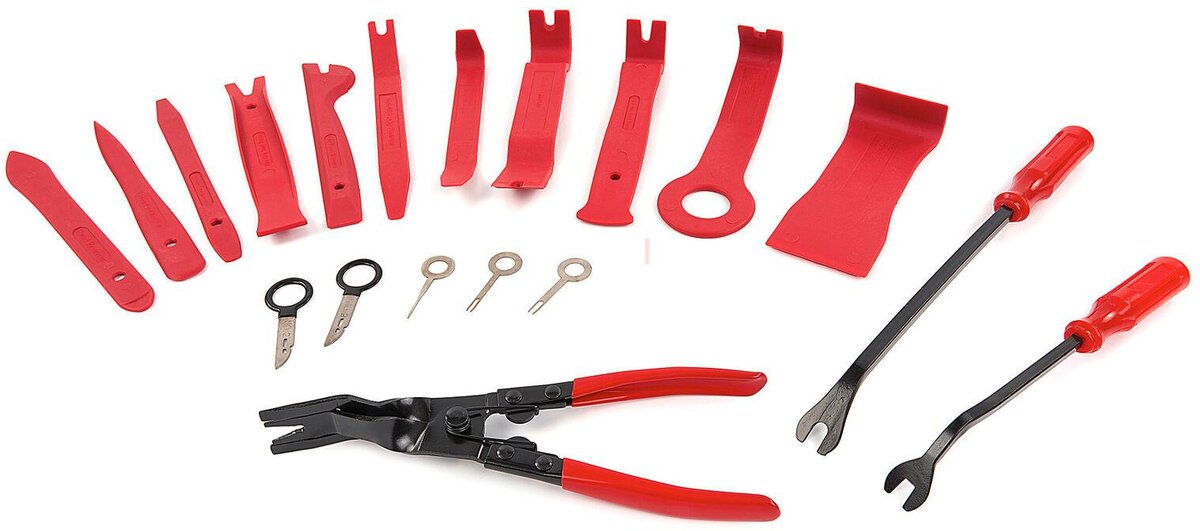 HBM 19-teiliges Türverkleidungs- und Zierleisten-Demontageset, Polsterklammern- und Radionavigations-Demontageset HBM 19-teiliges Türverkleidungs- und Zierleisten-Demontageset, Polsterklammern- und Radionavigations-Demontageset