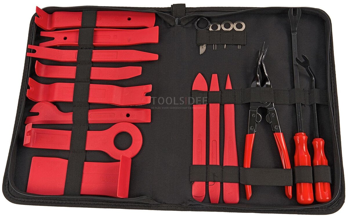 HBM 19-teiliges Türverkleidungs- und Zierleisten-Demontageset, Polsterklammern- und Radionavigations-Demontageset HBM 19-teiliges Türverkleidungs- und Zierleisten-Demontageset, Polsterklammern- und Radionavigations-Demontageset