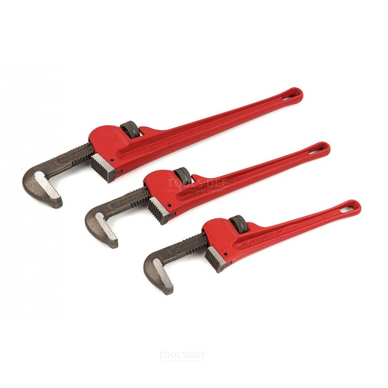 HBM 3-piece 90 degree one-handed pipe wrench, pipe pliers set model stillson