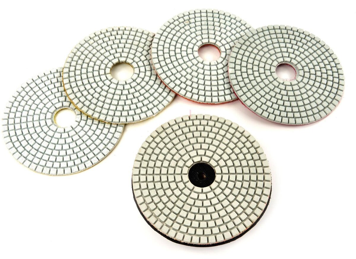 HBM 125 mm 6-delt Diamond Polishing Disc-sett med M14 opptaksplate