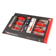 facom protwist screwdriver set vde 6-piece flat head, cross head and pozidriv