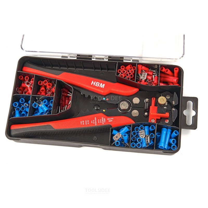 HBM 199 Piece Profi 4 in 1 Automatic Wire Stripper with Cut and Crimping Function Inkl. 199 kabelsko