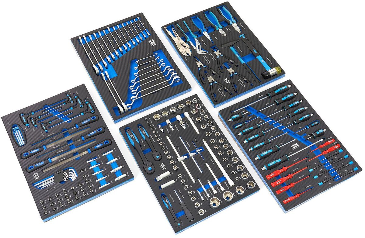 HBM 196 Piece Premium Filled Tool Trolley - BLÅ