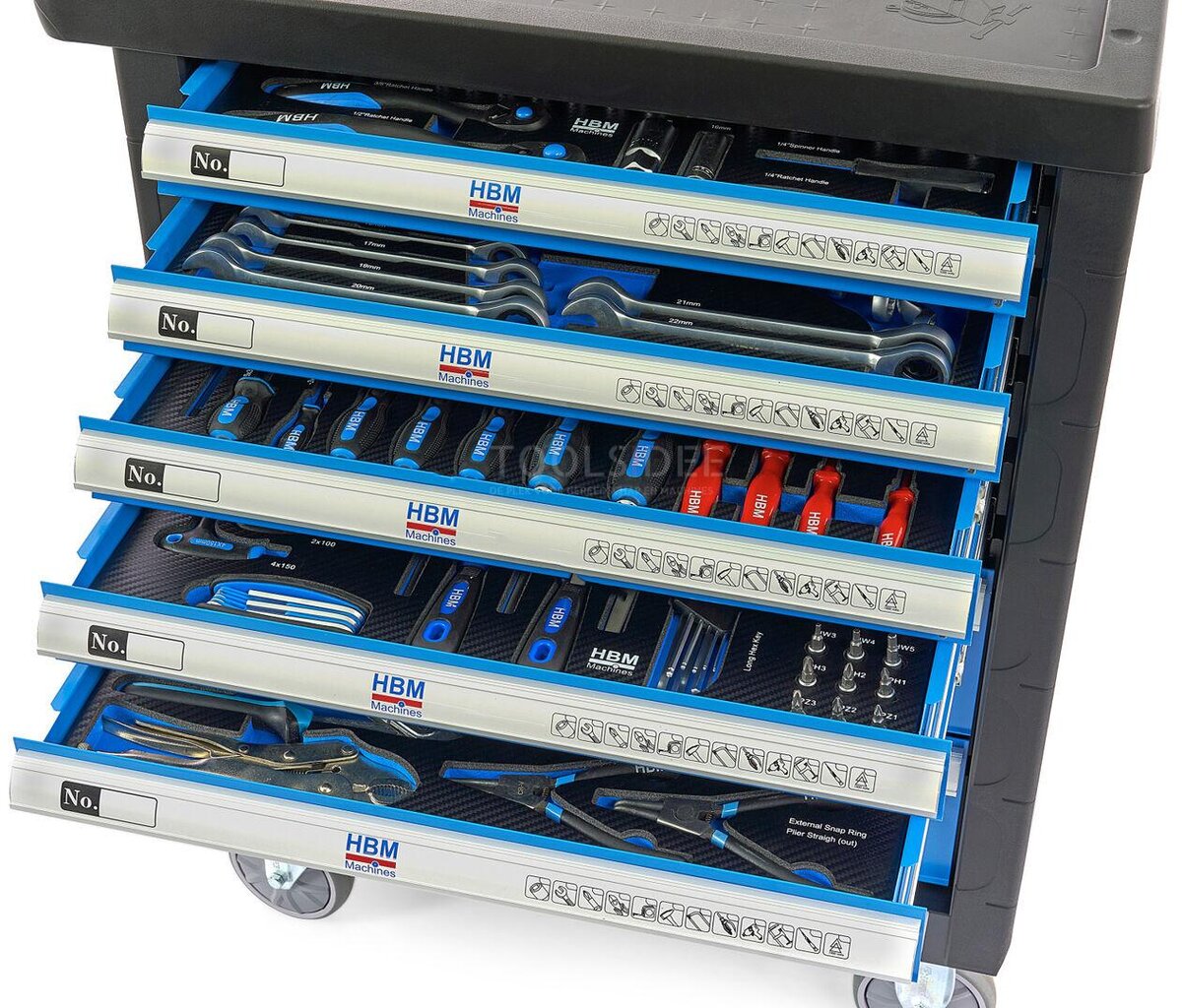 HBM 196 Piece Premium Filled Tool Trolley - BLÅ