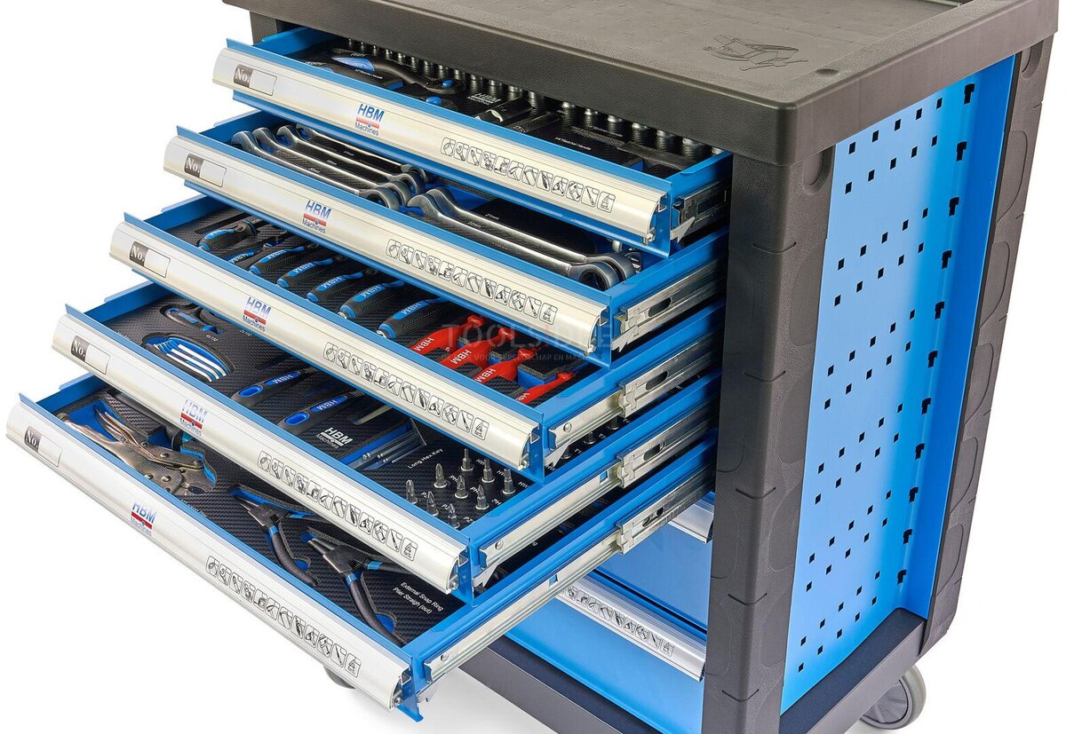 HBM 196 Piece Premium Filled Tool Trolley - BLÅ