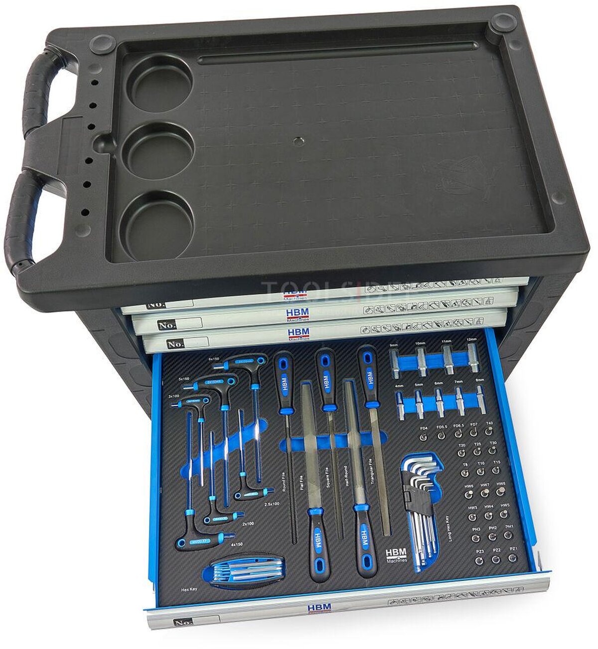 HBM 196 Piece Premium Filled Tool Trolley - BLÅ