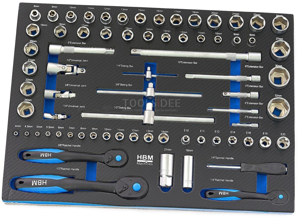 HBM 196 Piece Premium Filled Tool Trolley - BLÅ