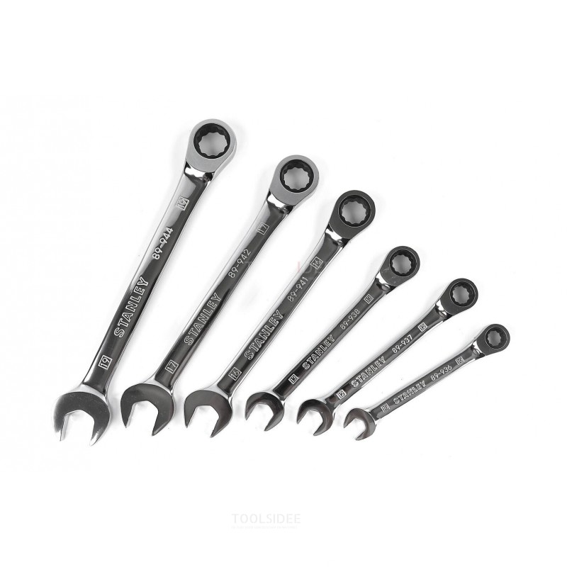 Stanley 4-89-907 6 piece stitch, ring, ratchet wrench set from 10 to 19 mm.