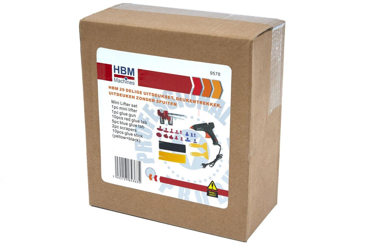  HBM 29-osainen lommopoistosarja, lommovedin, kolhujen poisto ilman ruiskutusta