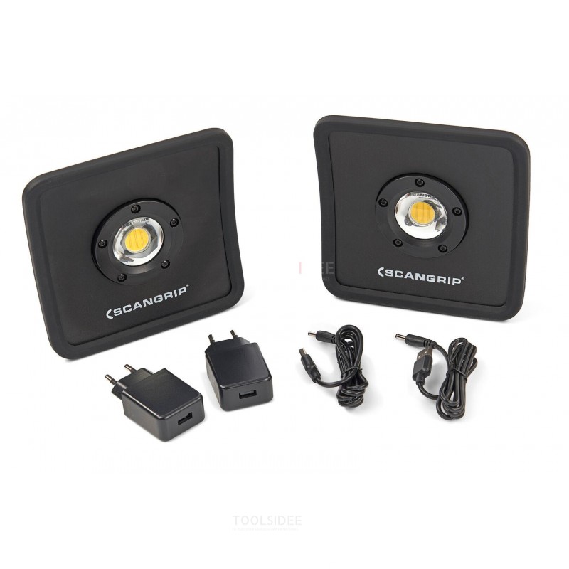 scangrip 49.0291 nova r duo pack led work light - rechargeable - dimmable - 1500lm action set