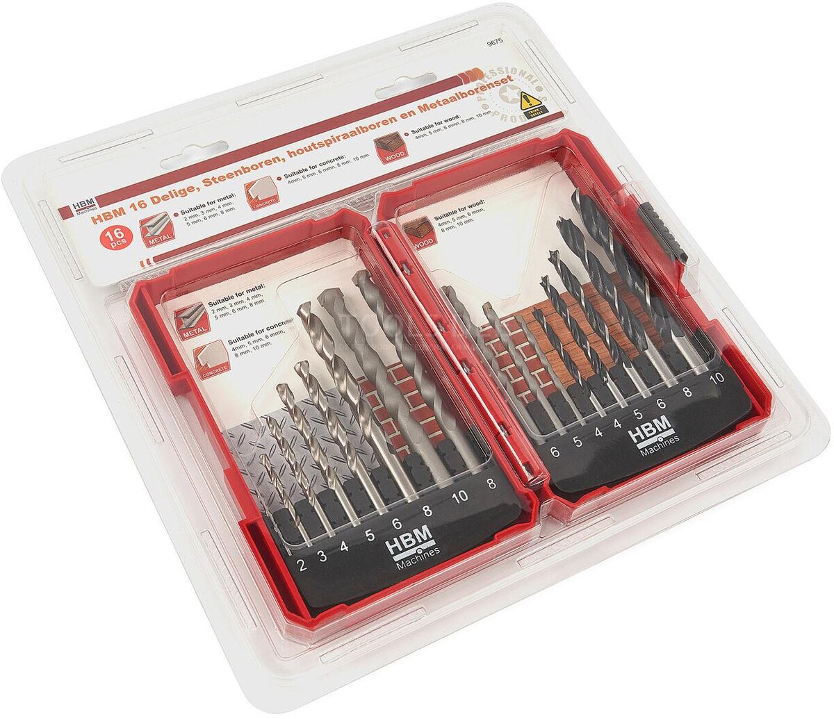 HBM 16 Piece, Muron Drills, Wood Spiral Drills and Metal Drill Bit Set HBM 16 Piece, Muron Drills, Wood Spiral Drills and Metal Drill Bit Set