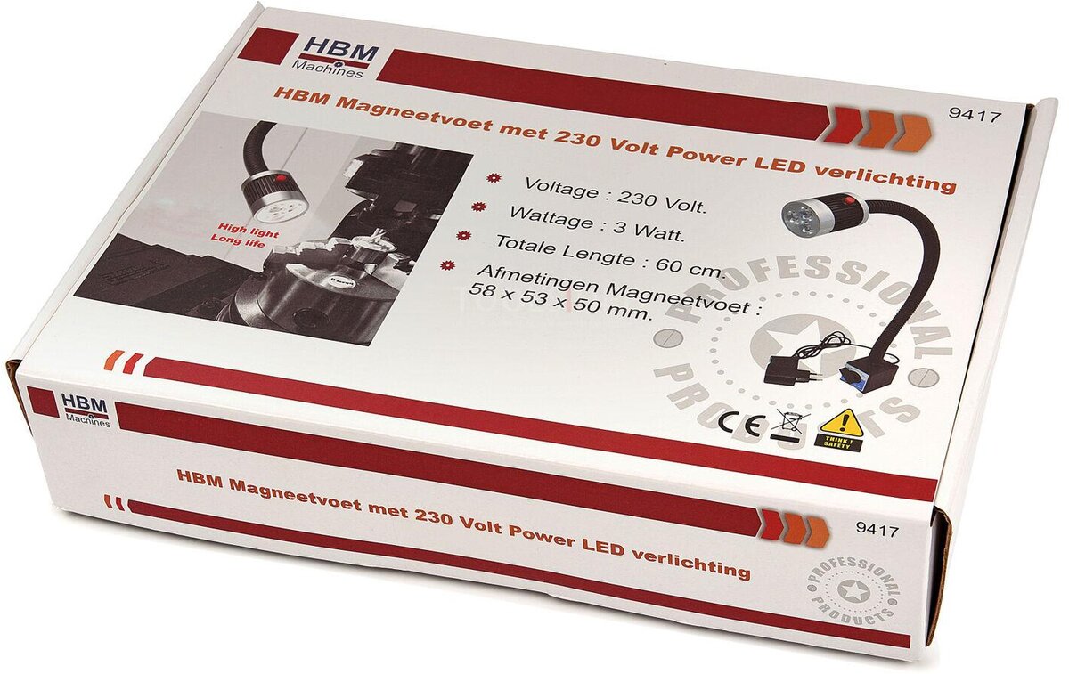 HBM magnetisk sokkel med 230 Volt kraft LED-belysning