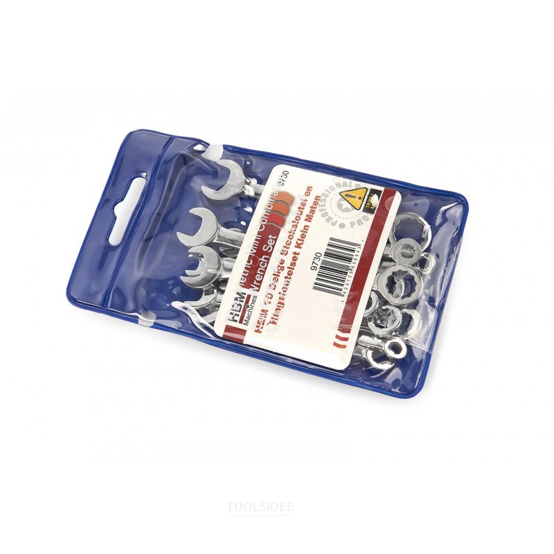 HBM 10-piece open-ended spanner and ring spanner set, small sizes
