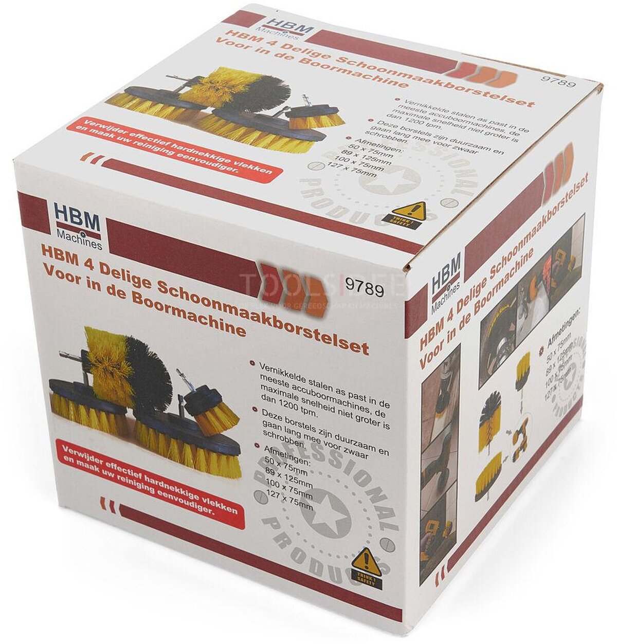 HBM 4-piece cleaning brush set for the drill