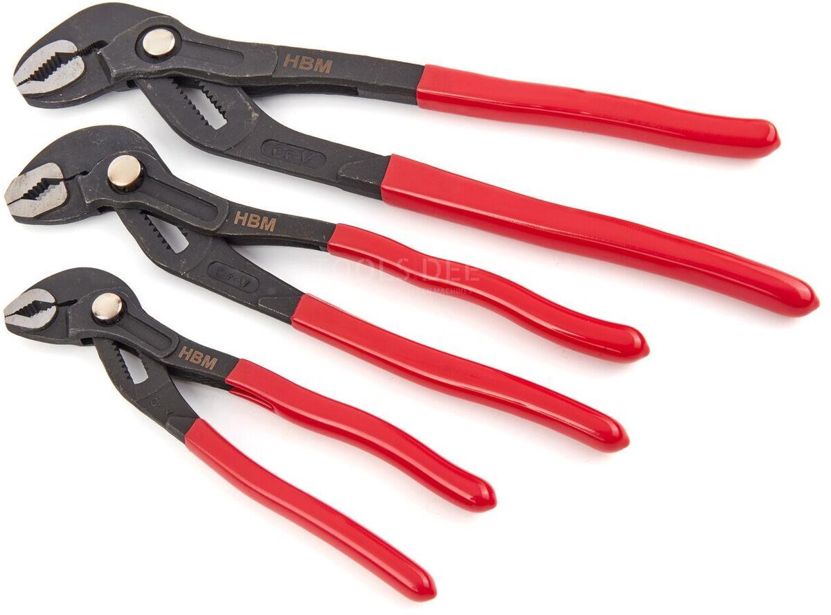 HBM 3-piece professional water pump pliers set with quick adjustment HBM 3-piece professional water pump pliers set with quick adjustment