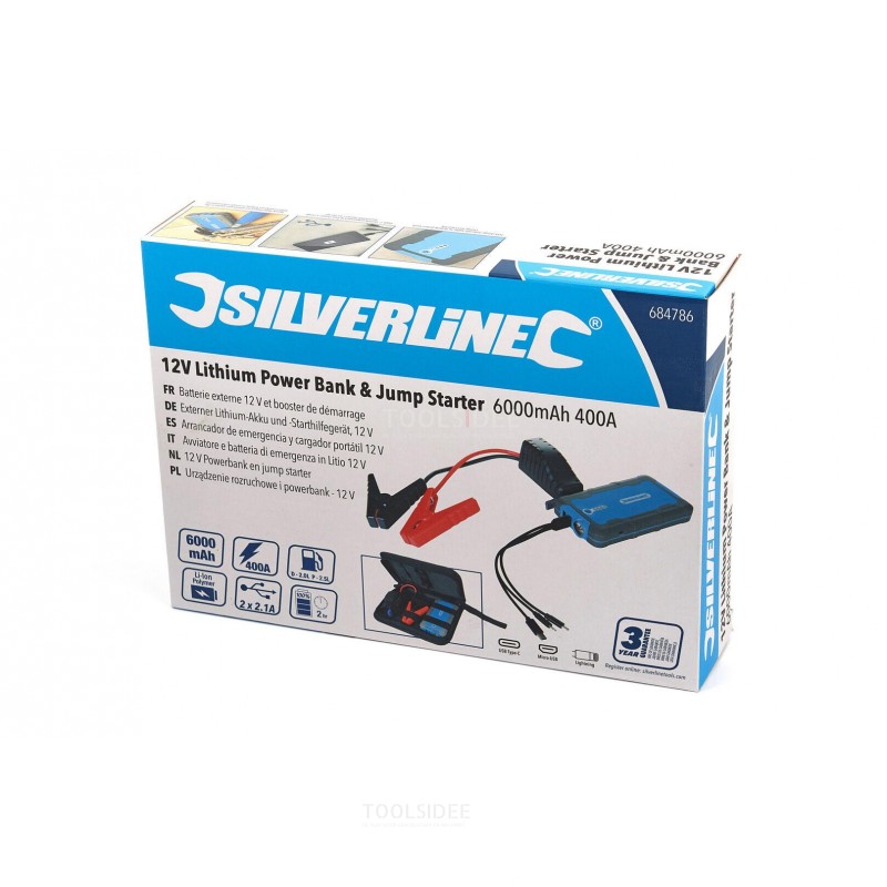 Silverline 12 Volt Lithium Powerbank en Jumpstarter