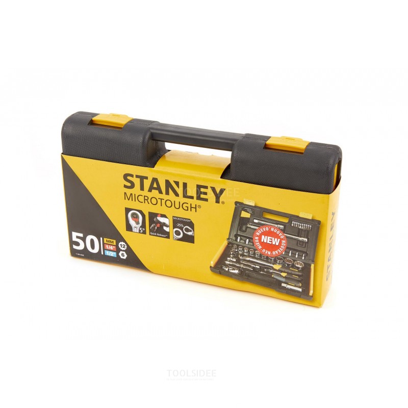 Stanley 1-94-658 50 piezas MicroToughâ „¢ 1/4 y 1/2 Juego de dados en estuche