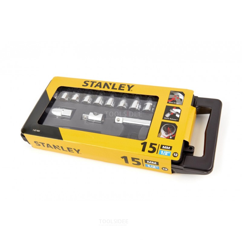 Stanley 15 Pack 1/2 Steckschlüsselsatz, Steckschlüsselsatz mit Multilock-Einsätzen im Koffer