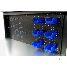 HBM Professional 137 cm 3-Ebenen-Werkbank aus Stahl mit Schublade und Rückwand