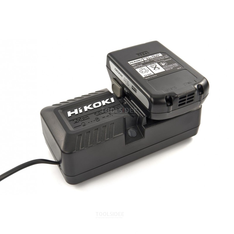 Hikoki battery drill/screwdriver 18 Volt, with two batteries 1.5Ah and charger. In stackable systainer and drawer filled with 10