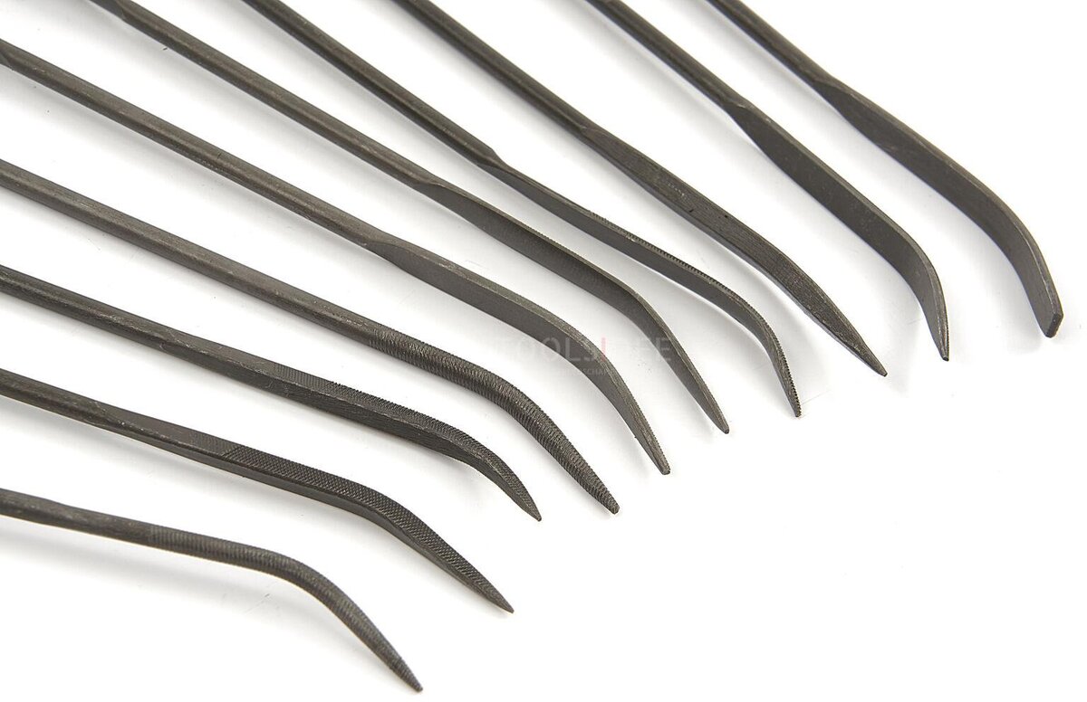 Hbm 10-delt dobbeltsidet buet nøglefil sæt 140 mm