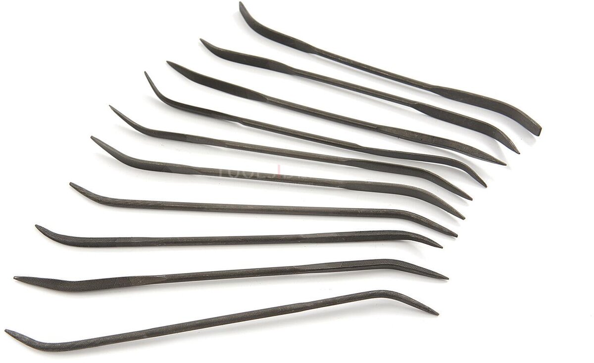 Hbm 10-delt dobbeltsidet buet nøglefil sæt 140 mm