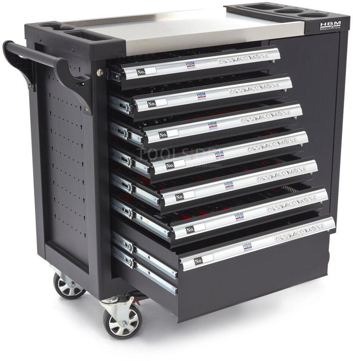 HBM 274 Piece XL Premium Filled Tool Trolley With Door and Carbon Inlays