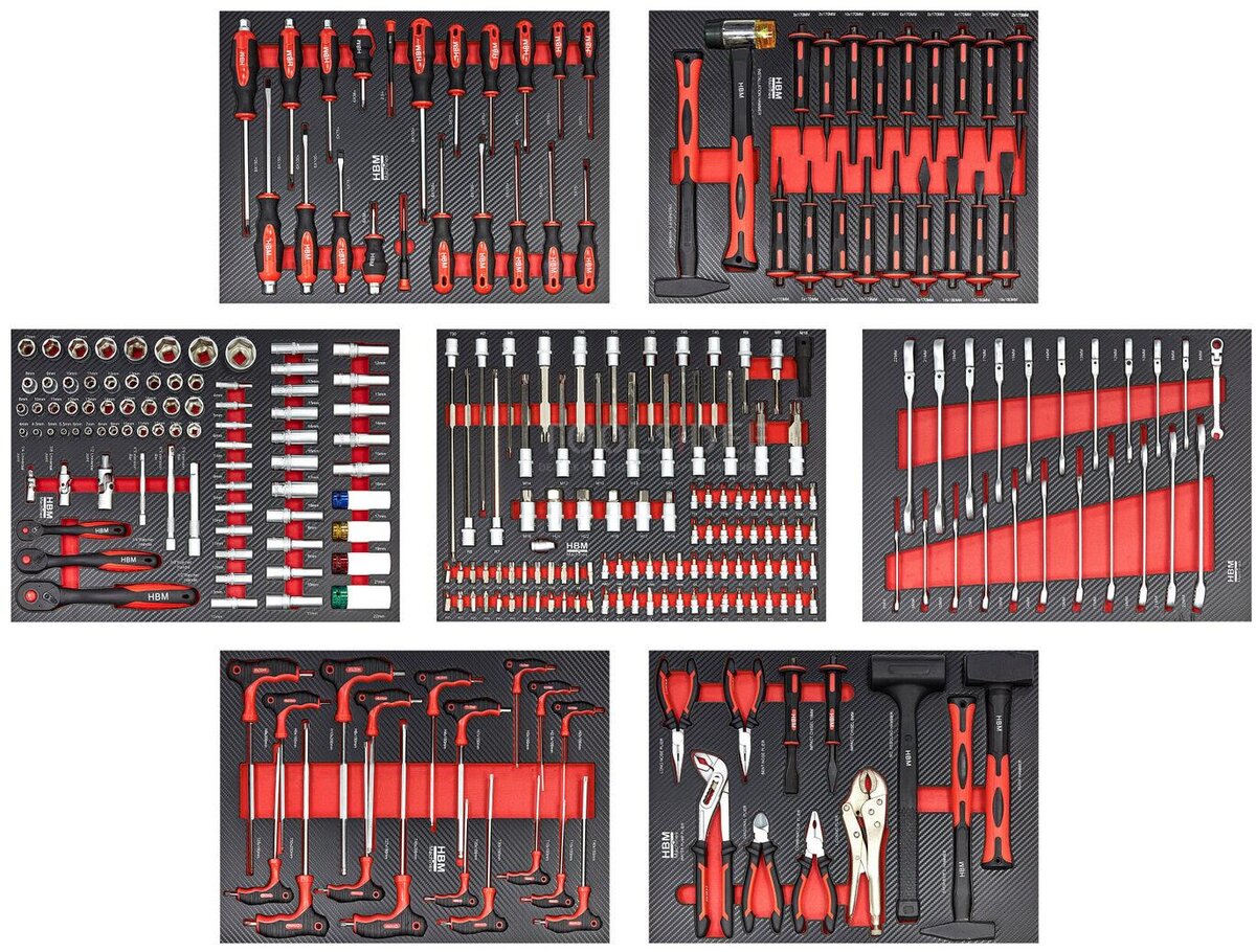 HBM 274 Piece XL Premium Filled Tool Trolley With Door and Carbon Inlays
