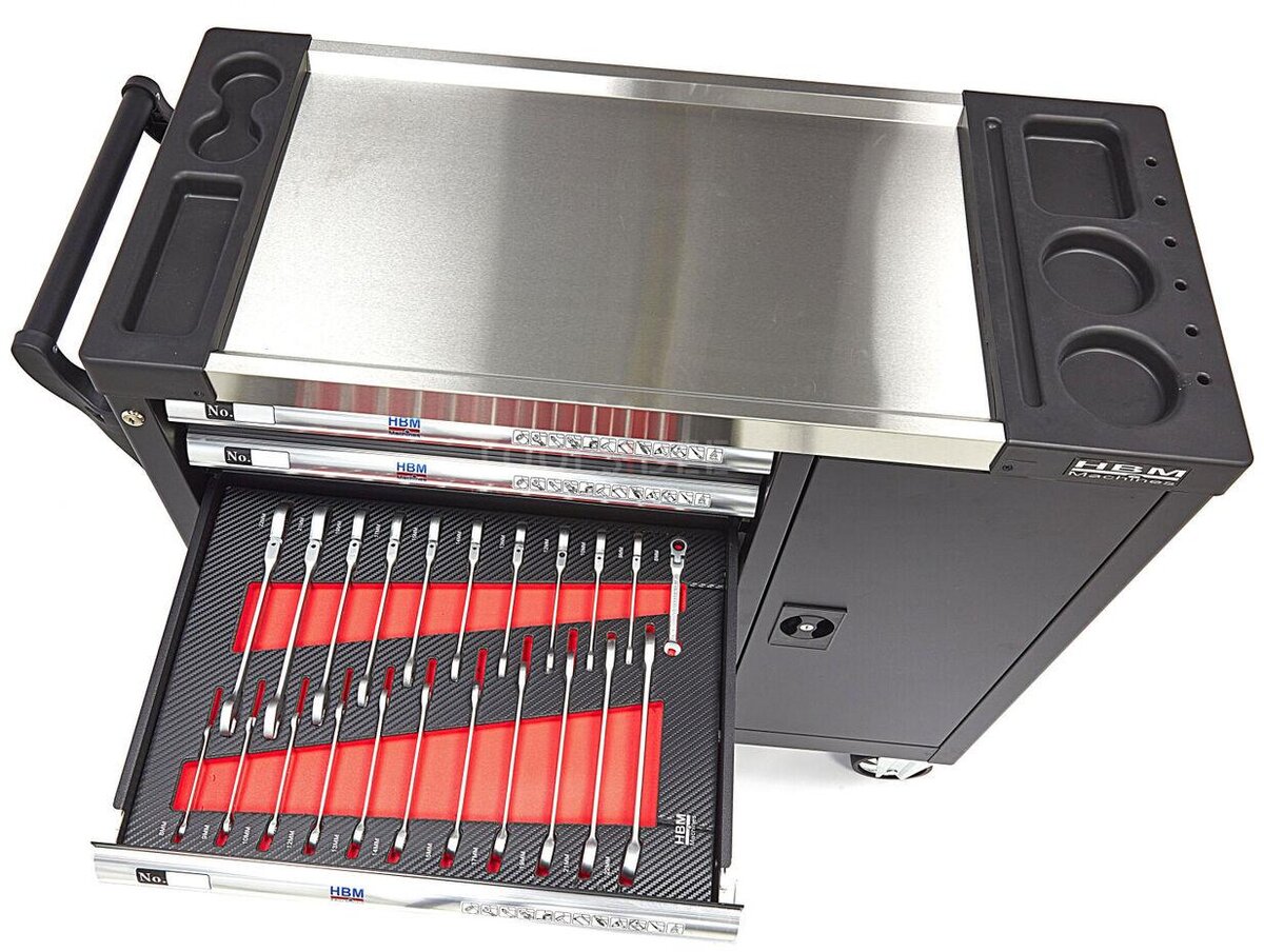 HBM 274 Piece XL Premium Filled Tool Trolley With Door and Carbon Inlays